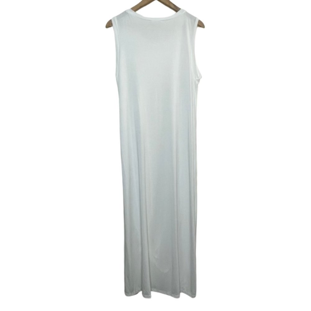 LUSH | Sleeveless Midi/Maxi Length White Jersey Dress | Size L - Picture 4 of 8